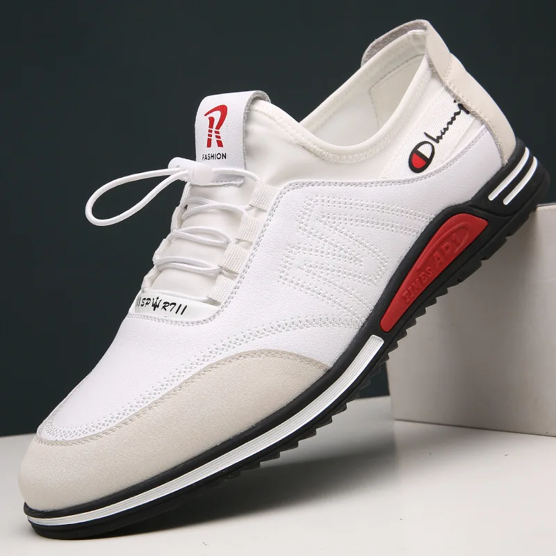 

2021 new small white shoes men's sports and leisure shoes soft soled high leather men's shoes