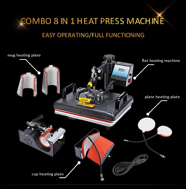 Promotions 30*38CM 8 in 1 Combo Heat Press Machine Sublimation