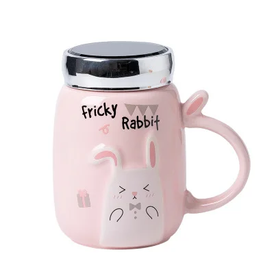 

Creative rabbit mirror lid ceramic coffee tea milk cup mugs, As picture