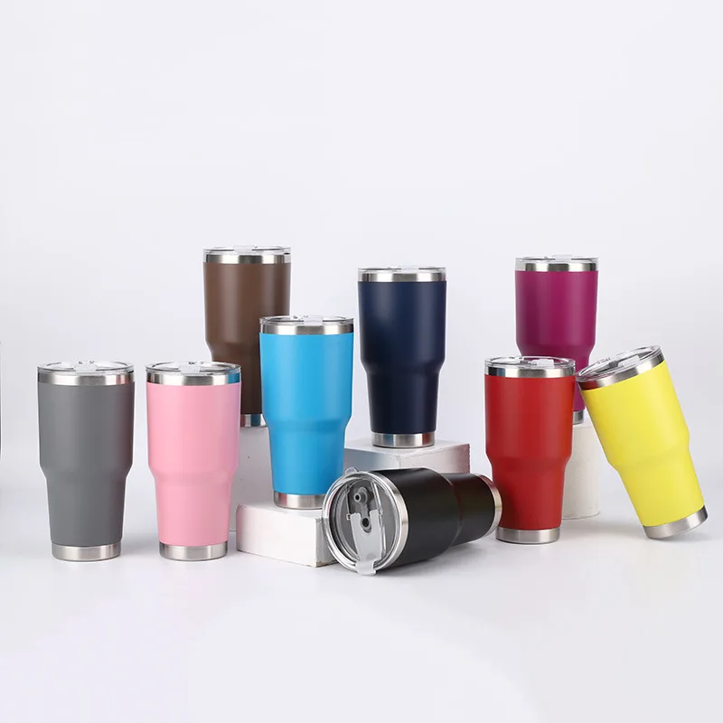 

30OZ Stainless Steel Double walled Powder coating vasos termicos vasos de acero inoxidable car Thermos yety Tumbler Car Cup