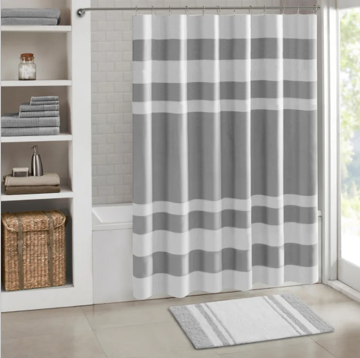 

Decorative Bathroom Curtain Set Metallic Eyelet 3d Window Shower Curtain//