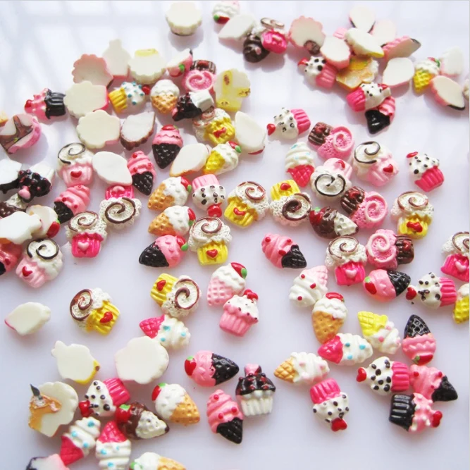 

30pcs/bag Wholesale Colorful Manicure Accessories 3D Nail Art Charms Resin dessert Decorations Nail Art