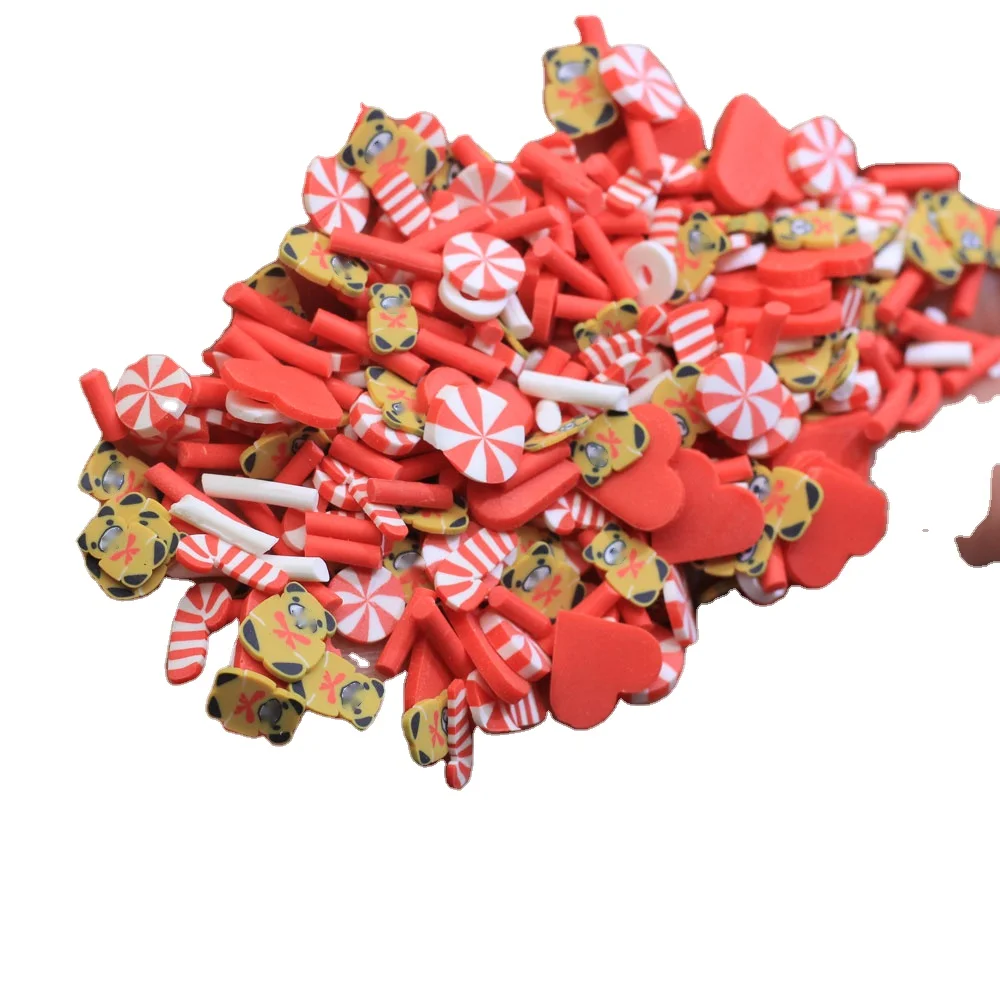 

Christmas Slice Red Heart Cartoon Bear Polymer Clay Sprinkles for Crafts Decor DIY Slime Shaker Cards Filler Accessories