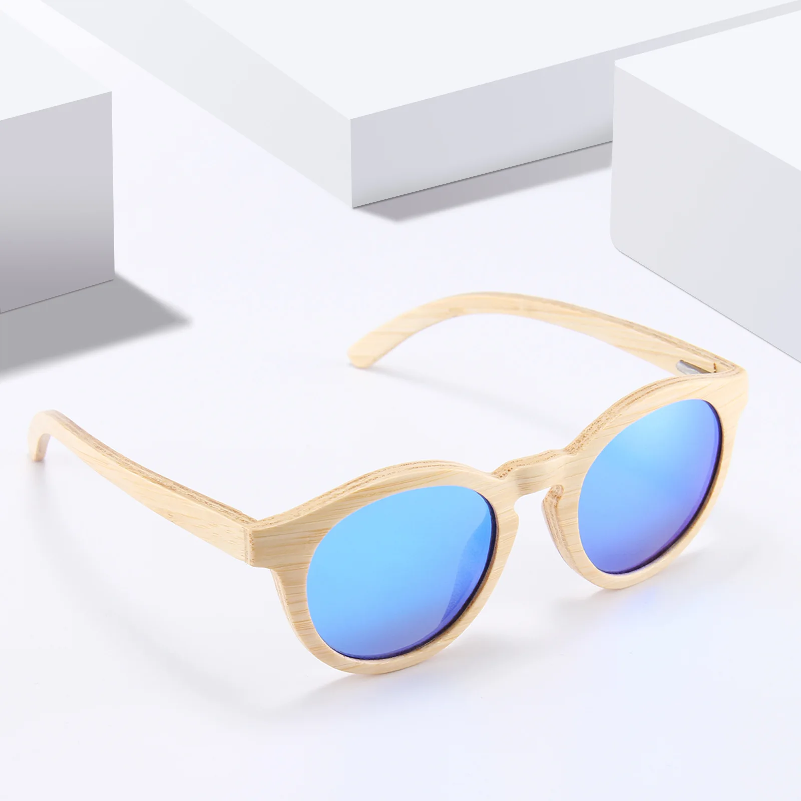 

2021 Wholesale OEM Fashion Custom Engraved LOGO Wood Bamboo Sunglasses With Round Frame, Any colors