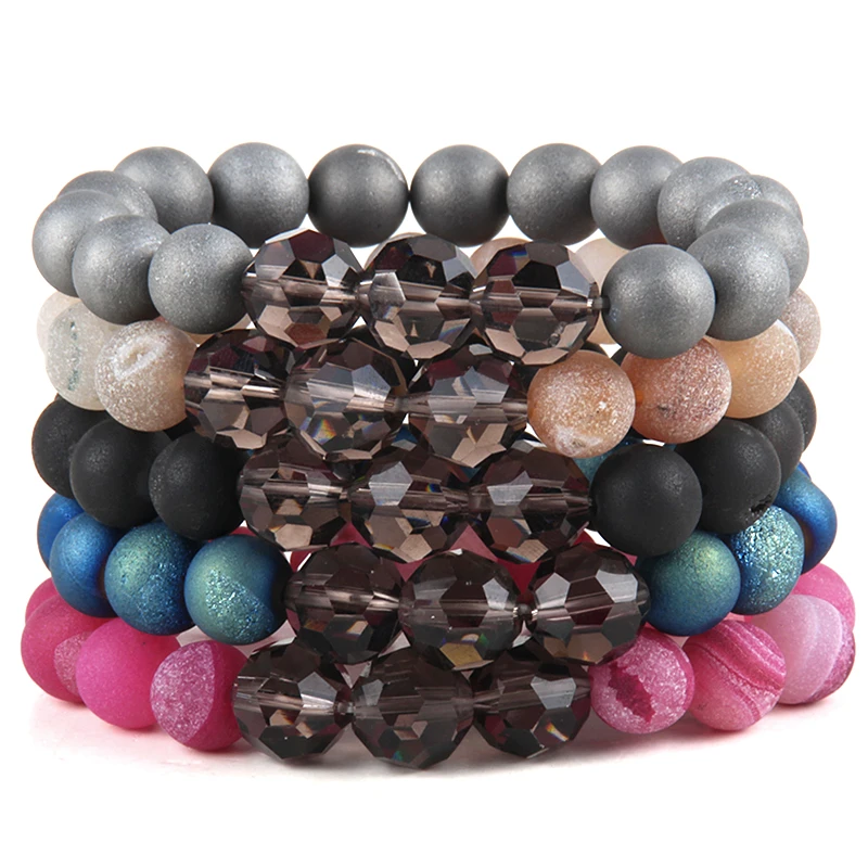 

Fashion Energy Bracelets 10mm Natural Stone Bead Druzy Women Bracelet