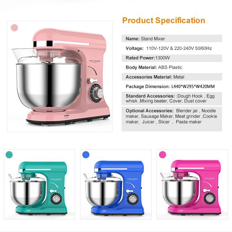7L 1300W kitchen stand mixer with planetary gearbox