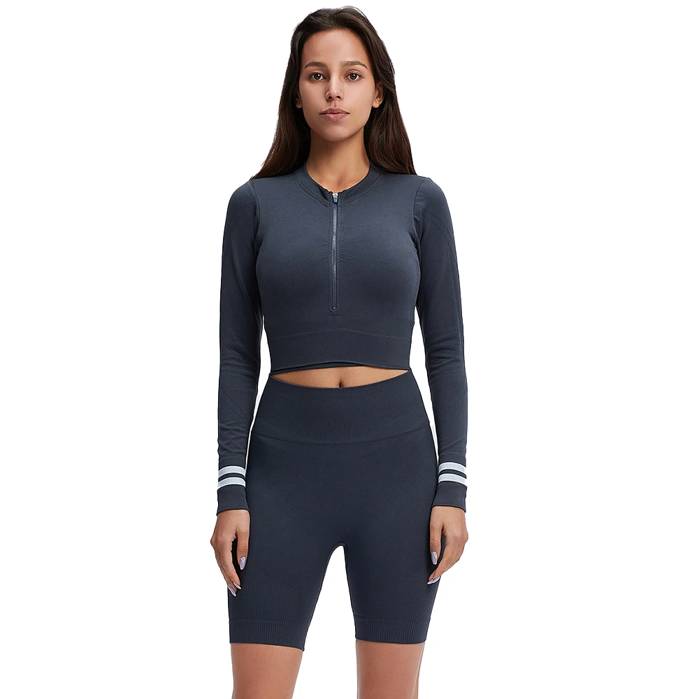 

Wholesale Fashion Women Casual Solid Color Top With Long Pants Yoga Suit