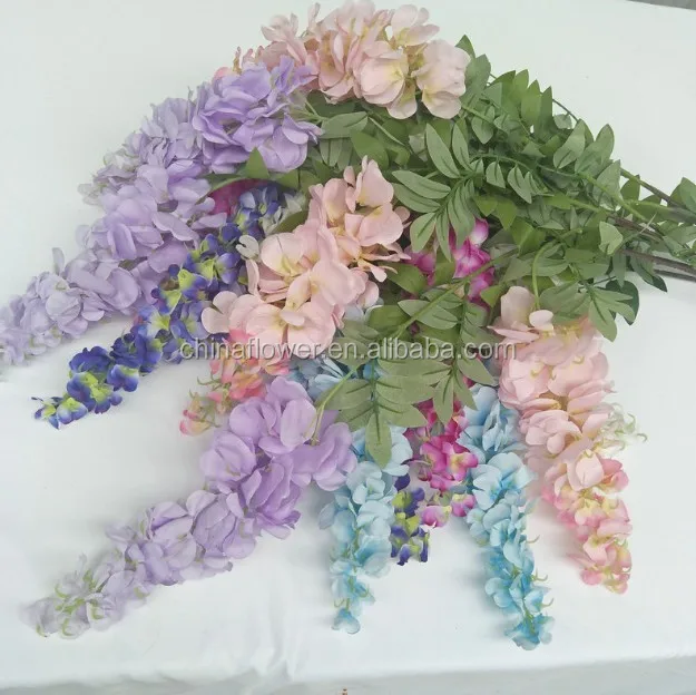 Fc5001factory 3 Branches Artificial Wisteria Silk Hanging Flowers For Sale Buy Silk Flowers