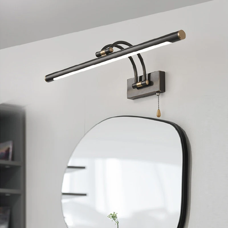 European Mirror Lights American LED Mirror Headlight Retro Bathroom Mirror Cabinet Lamp Anti-fog Light No Punch Lighting