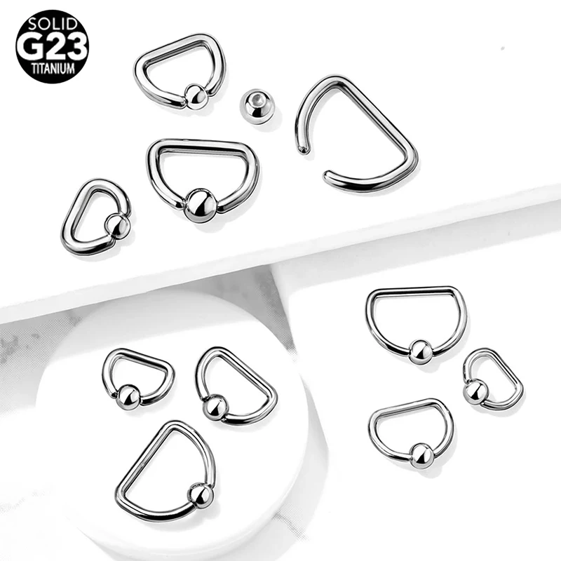 

G23 Titanium D Shape Captive Bead Ring Ear Hoop Nose Ring Loop Ear Tragus Cartilalge Piercing Body Jewelry