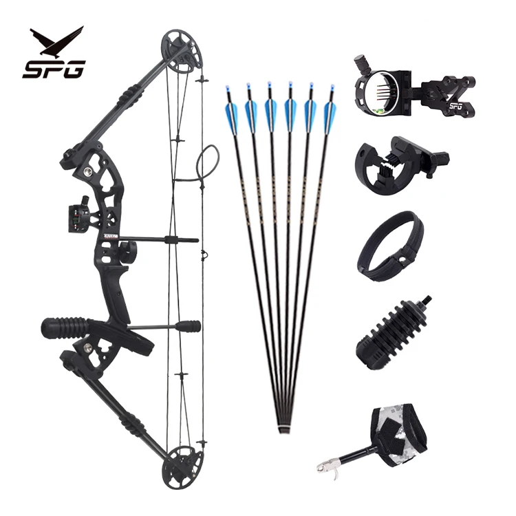 

SPG Archery Adjustable Draw Weight Hunting Compound Bow and Arrow for sale, Black