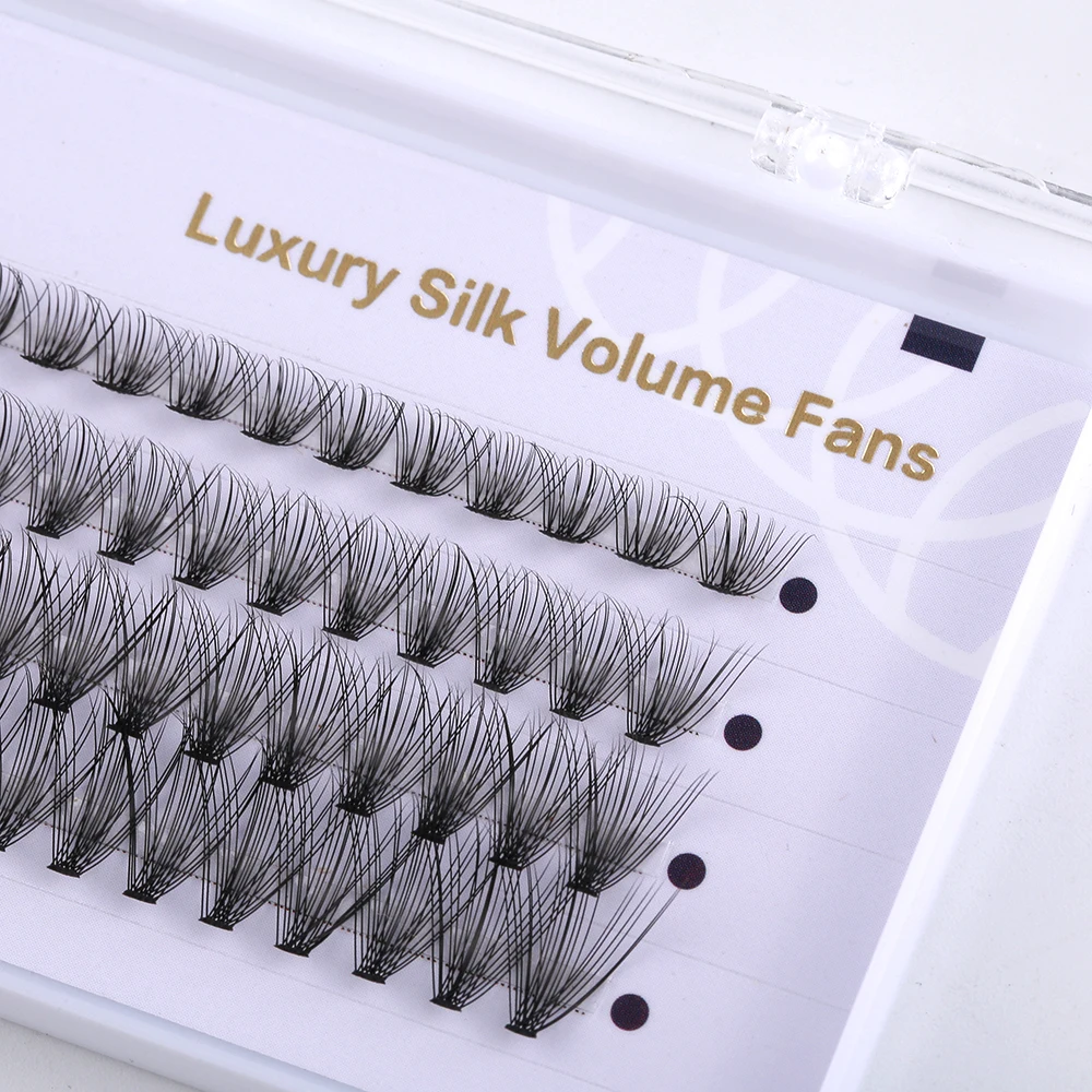 

Silk Faux Mink False Lashes Synthetic melt flare fan DIY eyelash extension OEM Private Label Packaging 3D customize Box
