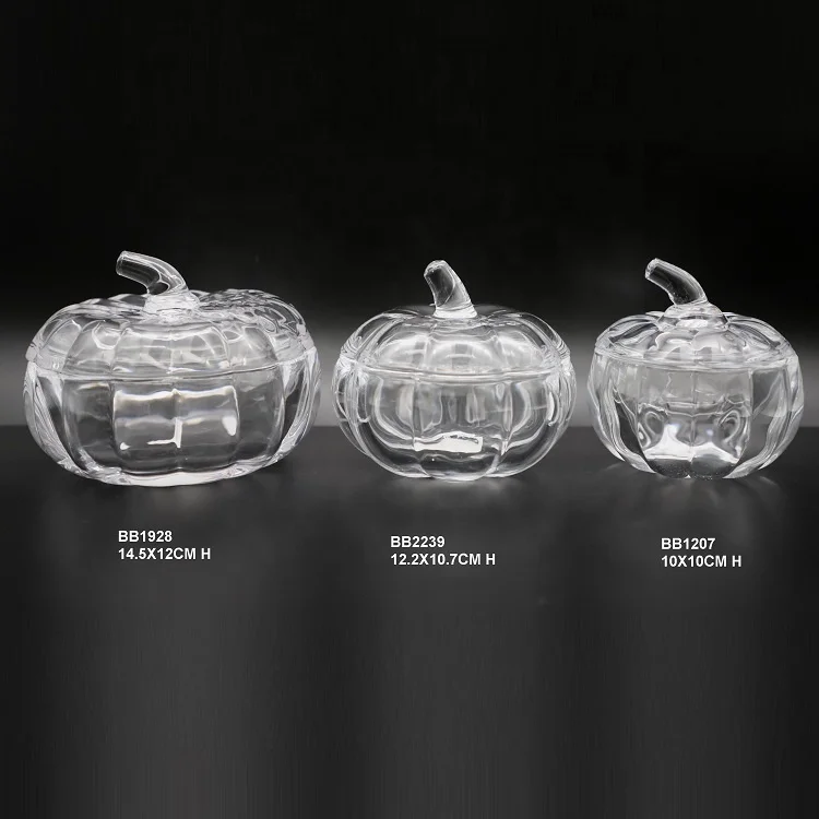 

hand pressed glass jar pumpkin shape sugar pot color clear or as request