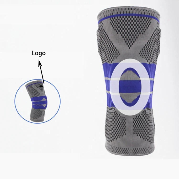

2021 new design spandex Silicone knee pads OEM Spring support bar knee support Wave anti-slip strip knee protector, Blue+black+grey/red