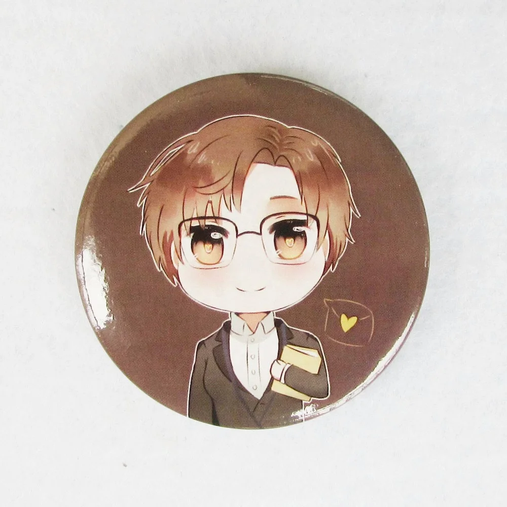 

Custom design offset printing button badges carton boy with cool glasses tinplate pins cheap price No MOQ, Pantone color