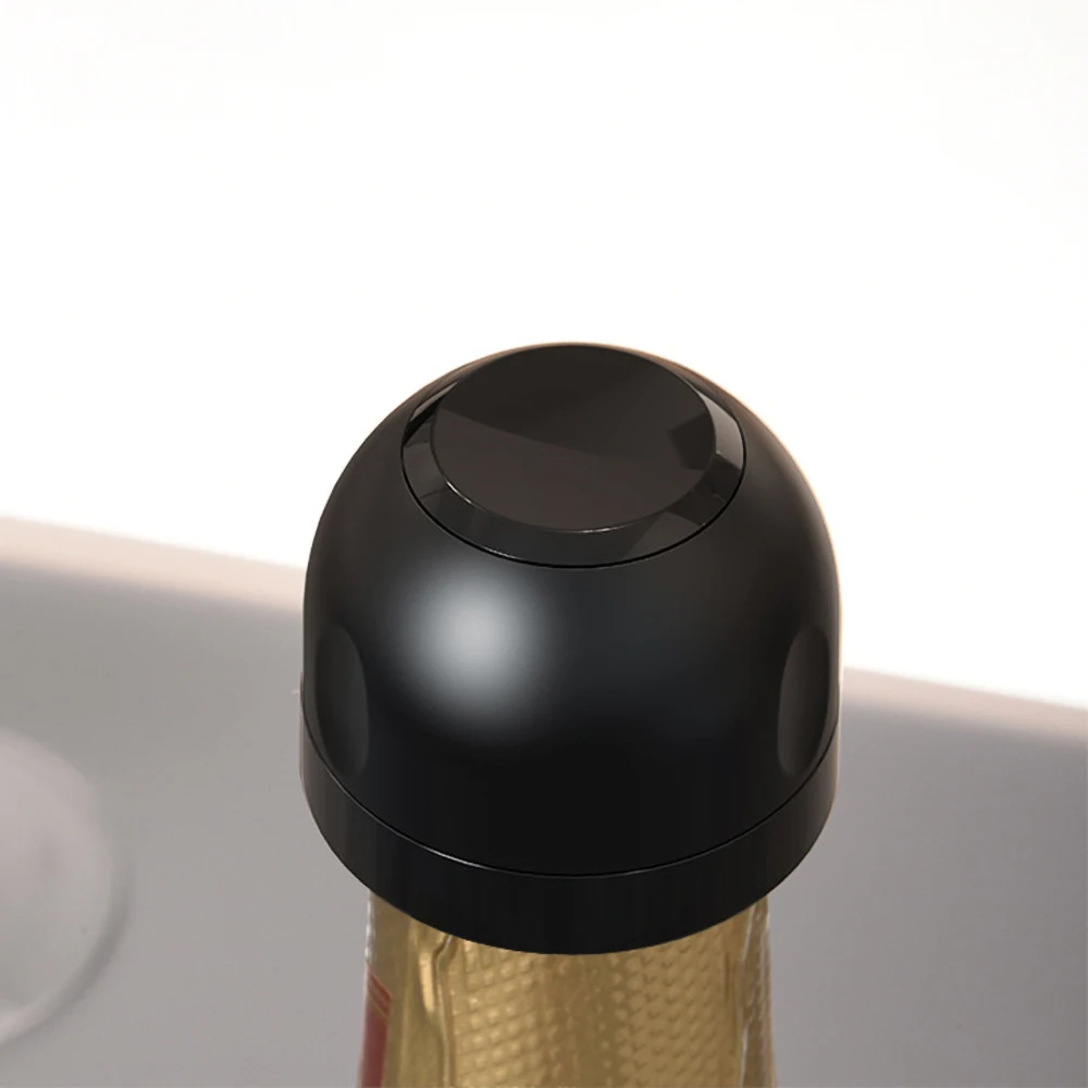 

1Pc ABS Red Wine Bottle Stopper Vacuum Sealer Wine Stopper Fresh Wine Keeper Champagne Cork Stopper Kitchen Bar Tools, Black