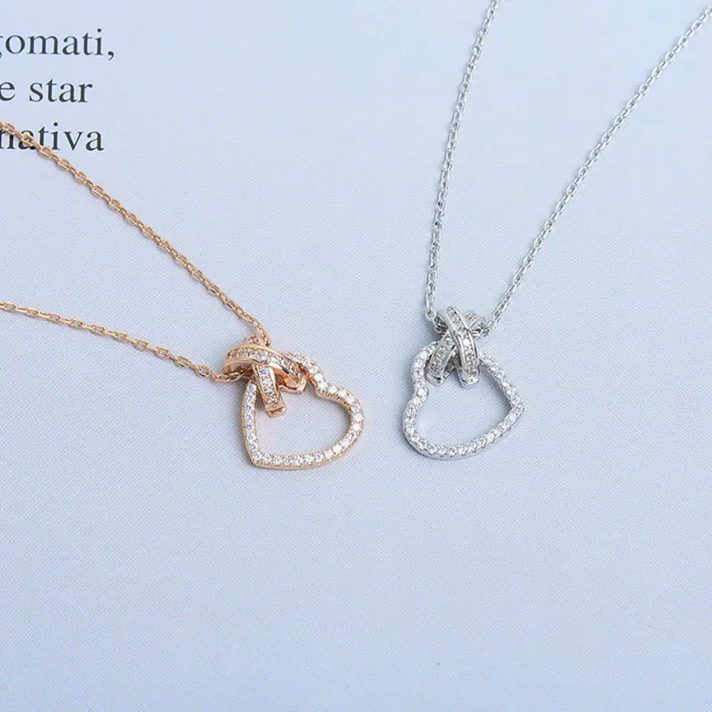 

Daidan Locket Necklace Mothers Day Double Circle Zirconia Dainty Silver Pendant Heart Necklaces