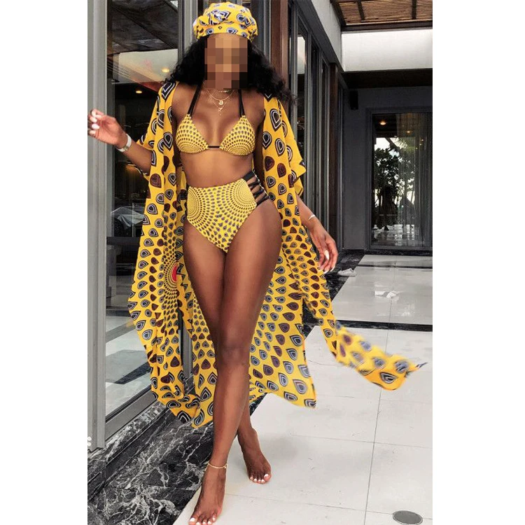 

2019 Woman Clothes Africa Print High Waist Two-Piece Swimwear Two Piece Swimwear YI_FN316-1