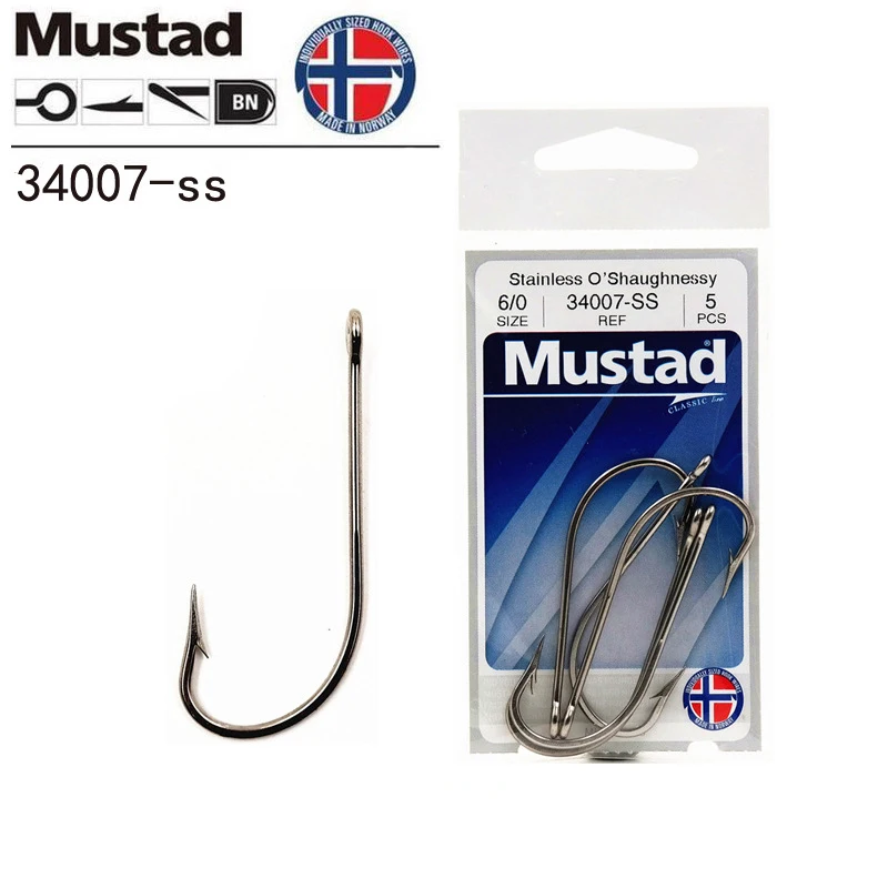 

Mustad 100% Norway Origin Fishing Hook Barbed Hook High Carbon Hook , , 34007SS