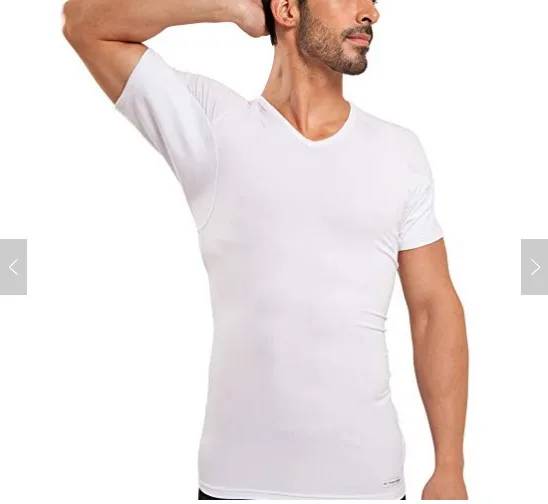 

Impenetrable sweat proof shield built into underarm sweatproof summer mens quality t shirt fashion tshirt V neck undershirt