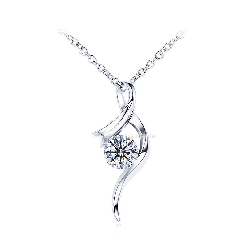 

Tianyu trendy cheap jewelry statement 5.0mm 6.5mm moissanite sterling silver 925 twist pendant necklace