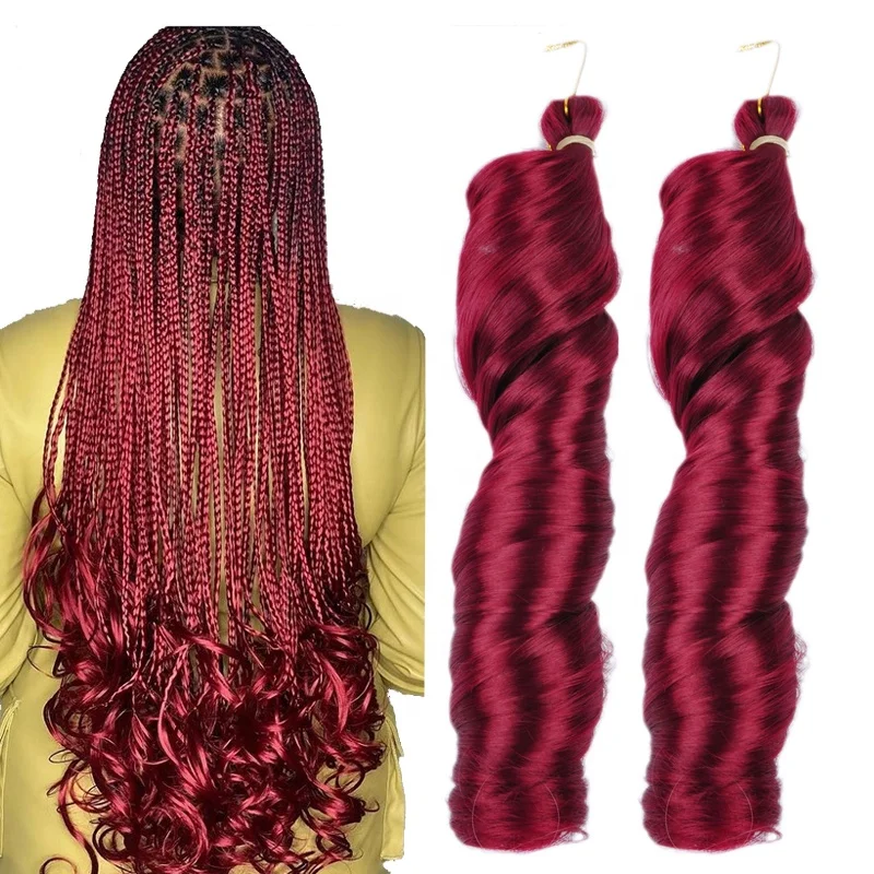 

French Curls Soft Ombre Braiding Hair Wavy Crochet Braid Yaki Pony Style Loose Wave Spiral Silky Curly Braiding Hair, Per color and 2 color more than 15 colors available