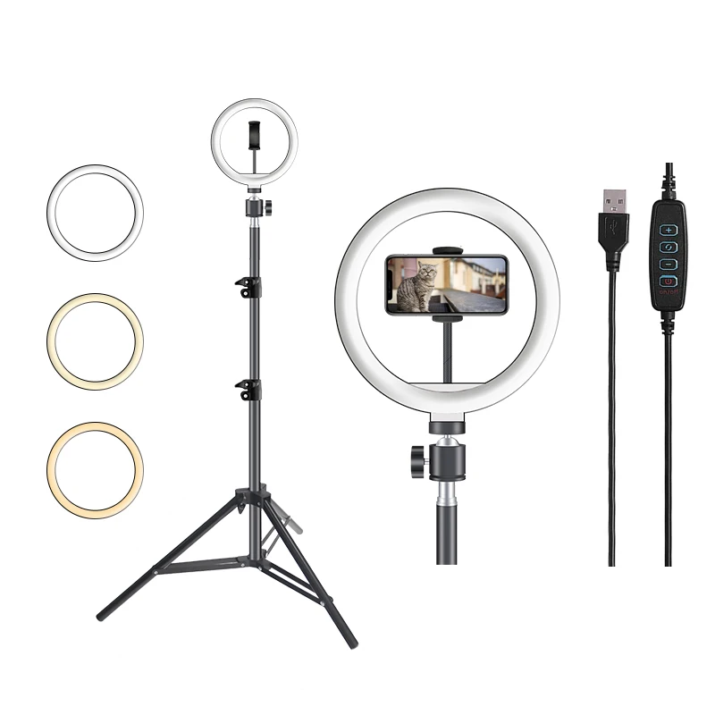 

Suppliers Wholesale selfie ring light, 10 12 inch 14 inch 18 inch phone selfie led circle live big ring light with tripod stand