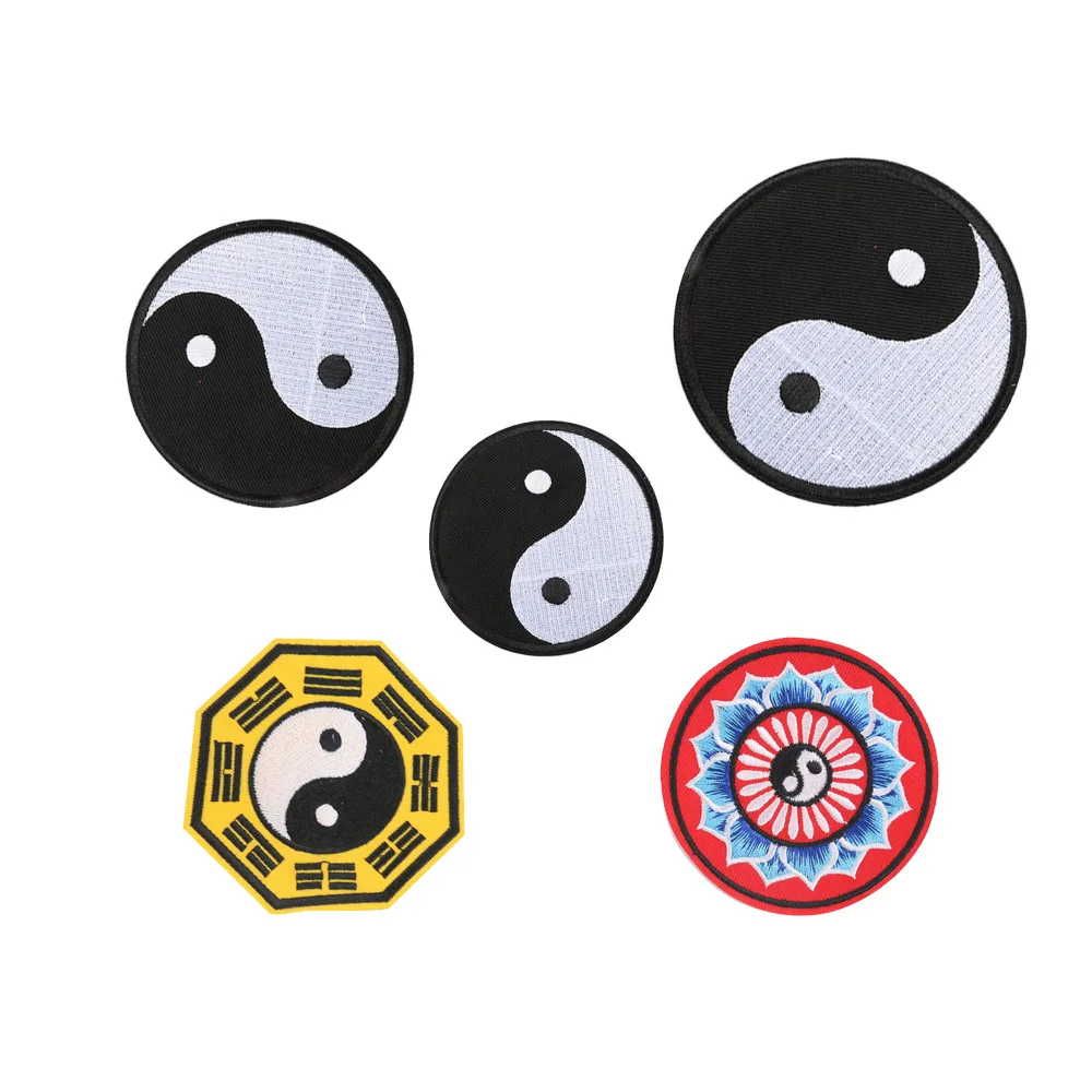 

new arrival chinese style round Tai Chi Ying Yang design iron on embroidered patches for judo taekwondo garment