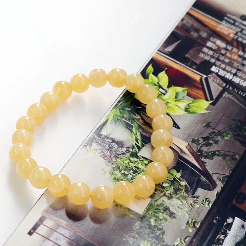 

8mm Natural Honey Jade Gems Stone Round Beads Reiki Healing Elastic Stretch Bracelet Bangles