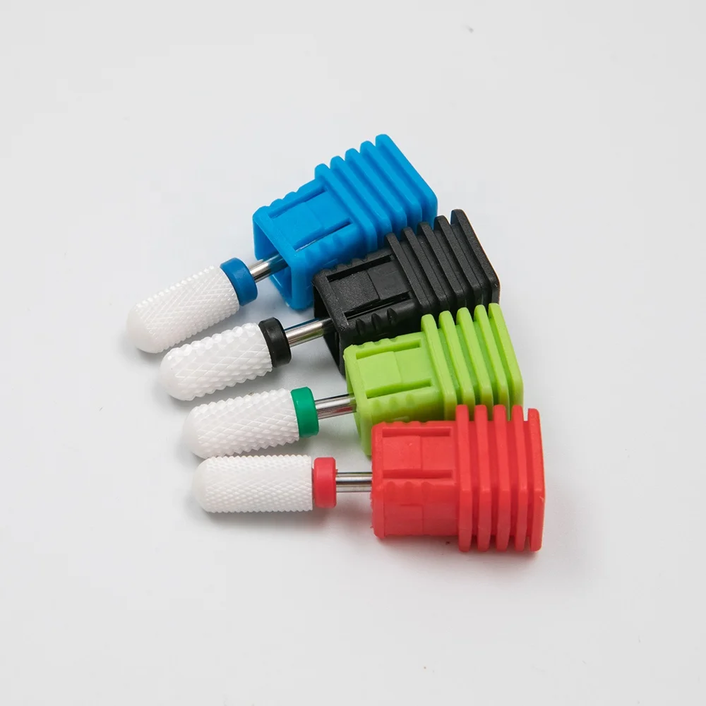 

3/32" barrel smooth top ceramic nail drill bit manicure nail polish, Light green,red,blue,dark green,black,yellow