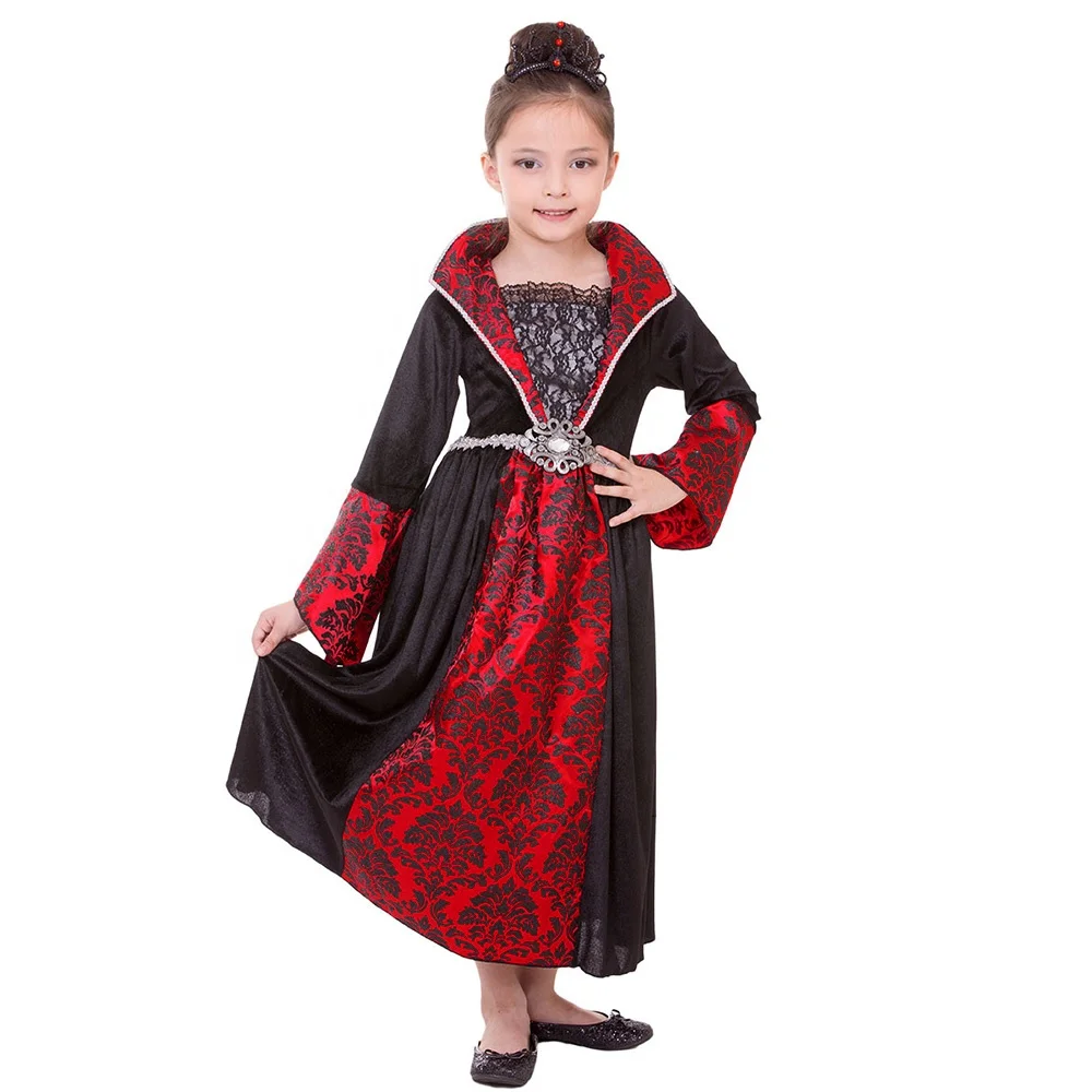 

Child female vampire devil dress Halloween Dress for Girl Day of The Dead Carnival Party Disguise Devil Kid Gothic Bride Costume