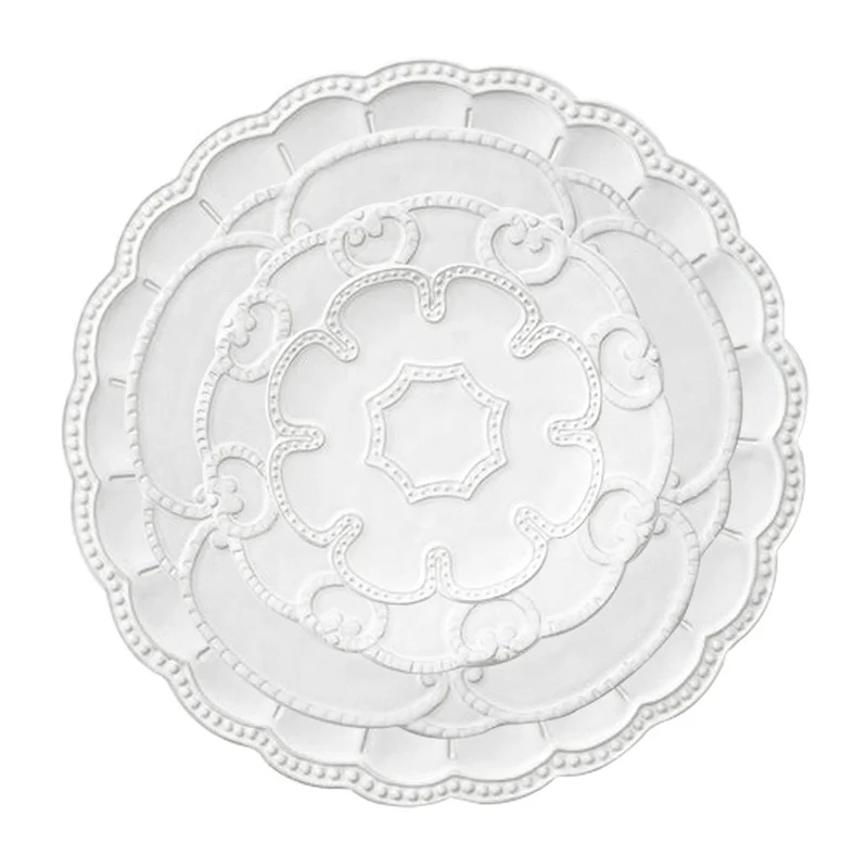 

Hot Sale Ceramic Plates Set Wedding Plates Elegant White Porcelain Dinnerware Sets Western Dishes Embossed Plate, Picture