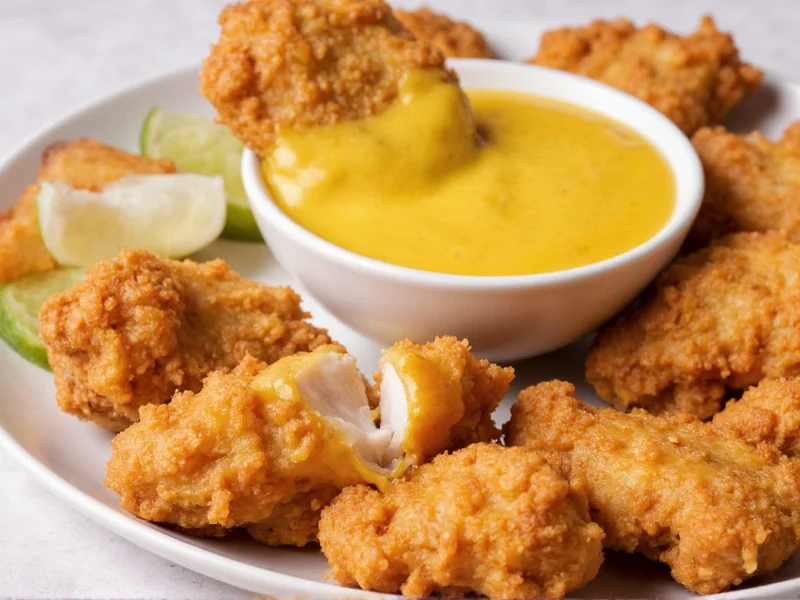 Honey mustard dip with crispy chicken tenders