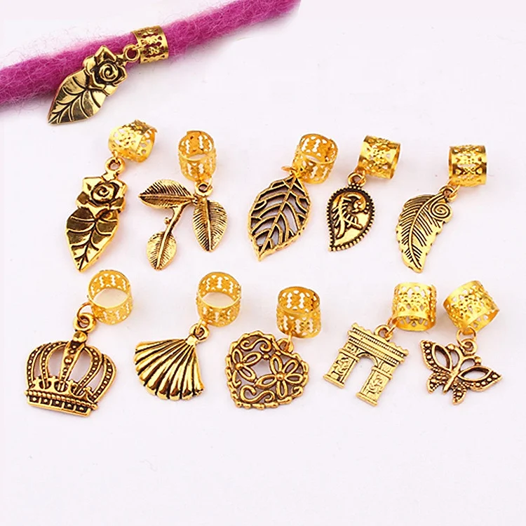 

Wholesale Gold Adjustable Hair Braid Dreadlock Cuff Clips Charms For Hair Braiding Accessories, Golden