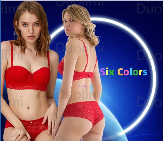 

High Quality Male Underwear DLM Seamless Bra And Panty Sexy Trim Womens Polyester Erotic Lingerie Lace Set