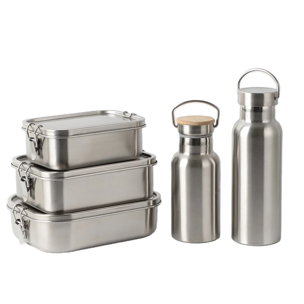 

Portable stainless steel leak proof lunch box with double wall insulated water bottle for kids bento lunch box set for adults, Customized color