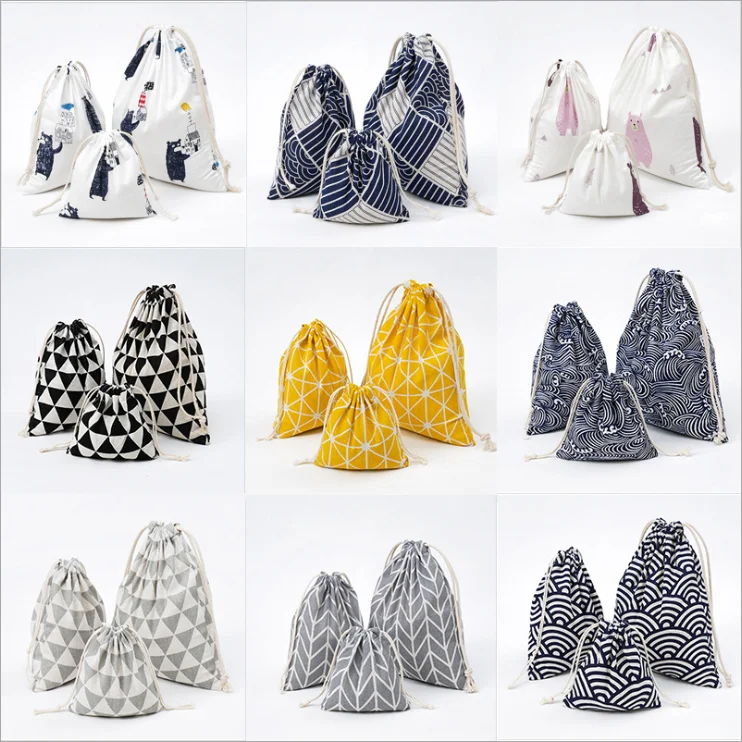 

Customized Printed cotton and linen storage wholesale drawstring tea gift candy bag