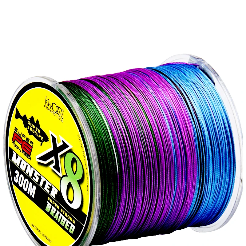 Multi-color direct selling Level Fishing Line 8 Strands 8 Braided 300M Strong Polyethylene Line Multifilament PE braided Line