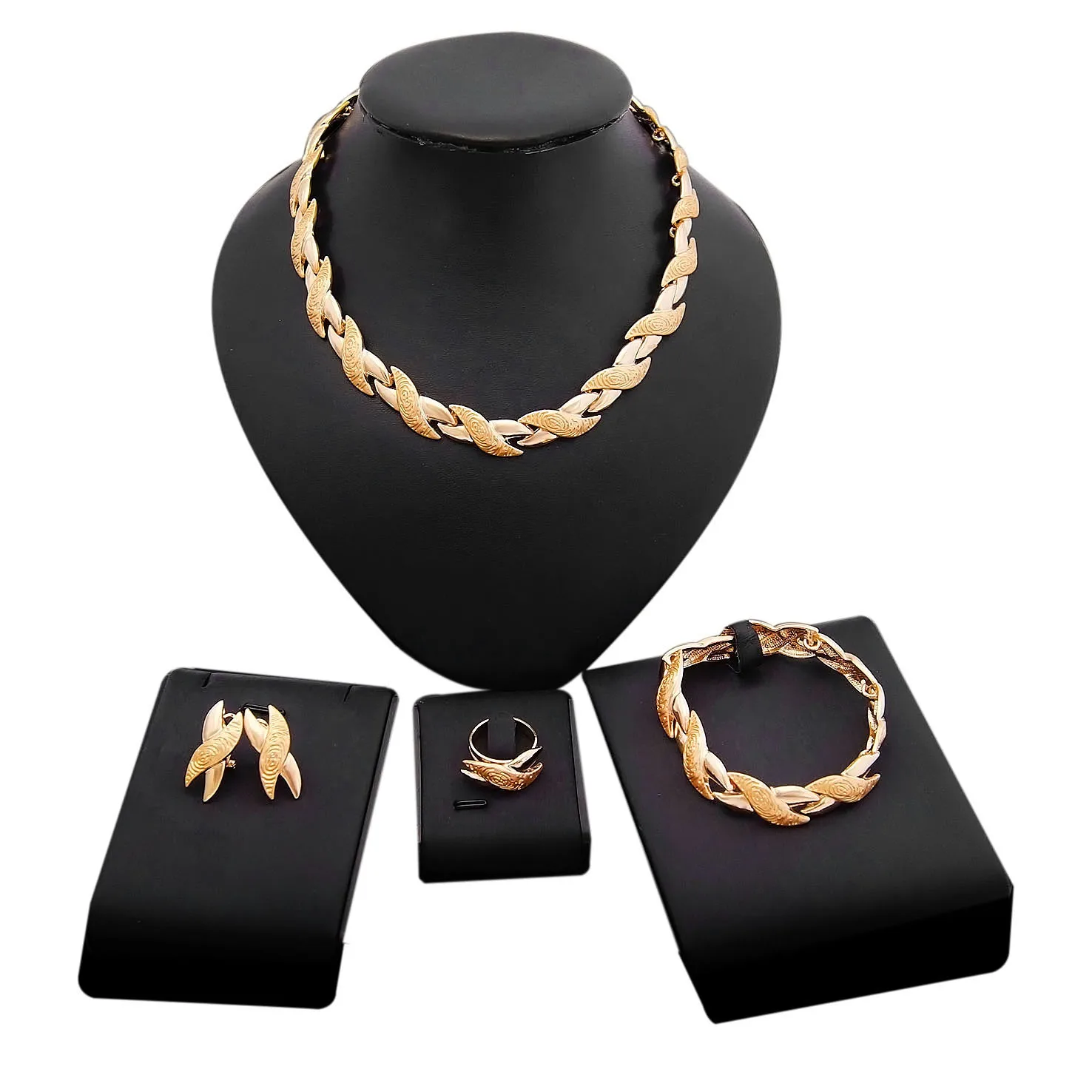 

Yulaili Ladies Simple Knit Design Hot Selling Fashion Inexpensive Jewelry Set 18K Gold Plated For Party Wedding Rhinestone Set