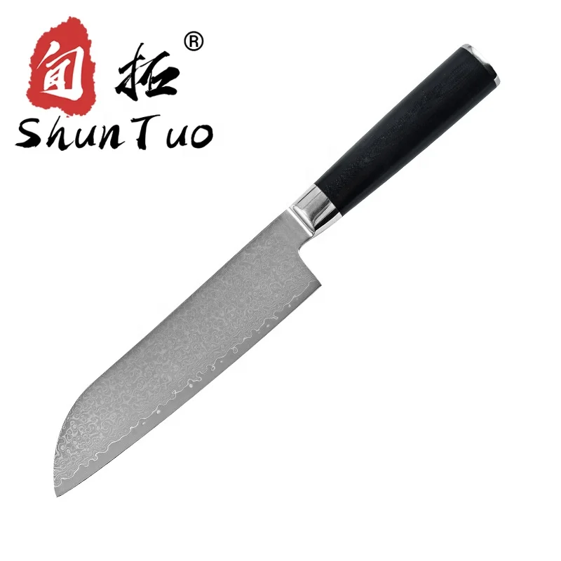 

Top quality Thickened back durable Japanese 5 pcs 7 inch G10 round black handle vg10 damascus chef knife