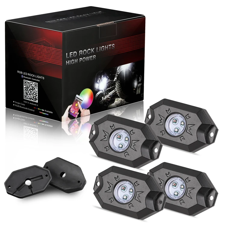 

Vehicle 4Pods 12V LED Rock Light Kit Waterproof Working Off road Truck RGB LED Lights