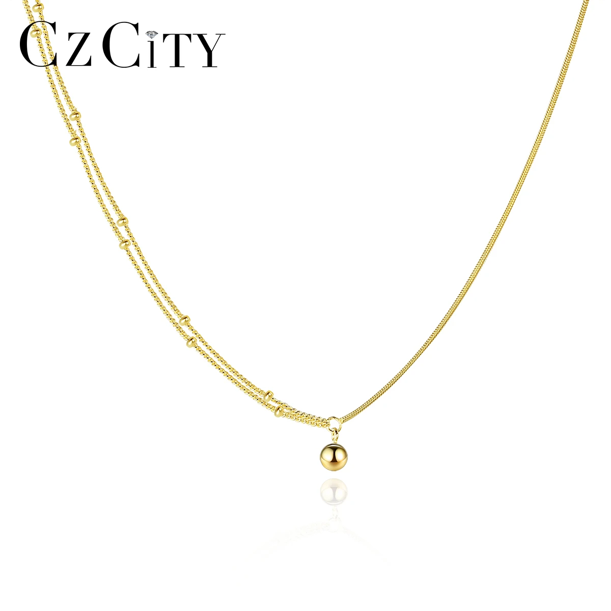 

CZCITY Korean Trendy Dainty Minimalist 925 Charm Pendant Woman Jewelry Gold Plated Chain Simple Necklace