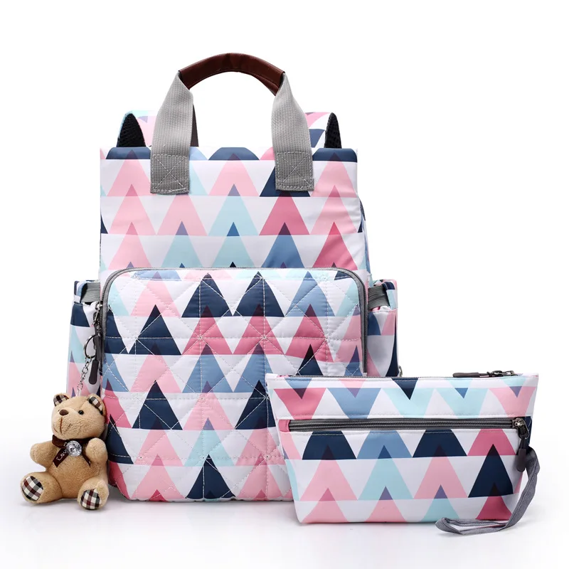 

LB018 New 2021 Fashion waterproof baby diaper back pack set 3 in 1 mummy travel diaper mommy bag backpack