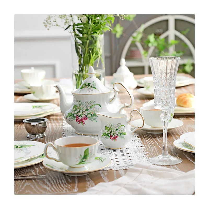 

Exquisite European style luxury coffee suit ceramic tea set afternoon tea bone china coffee cup set, White coffee & tea sets