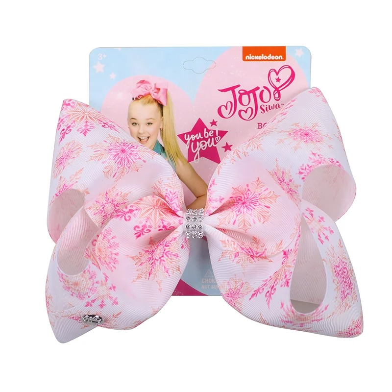 

New design JoJo Siwa 8 inch snow bow hairpin multi snowflake JO JO bow clip