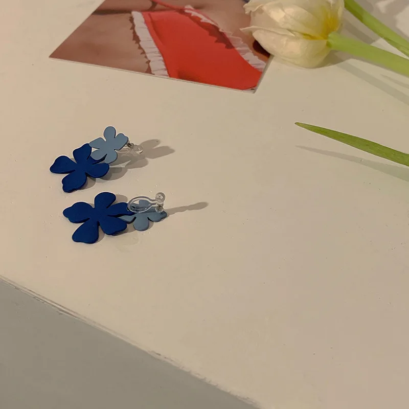 

blue flower drop show me fashion earrings for women