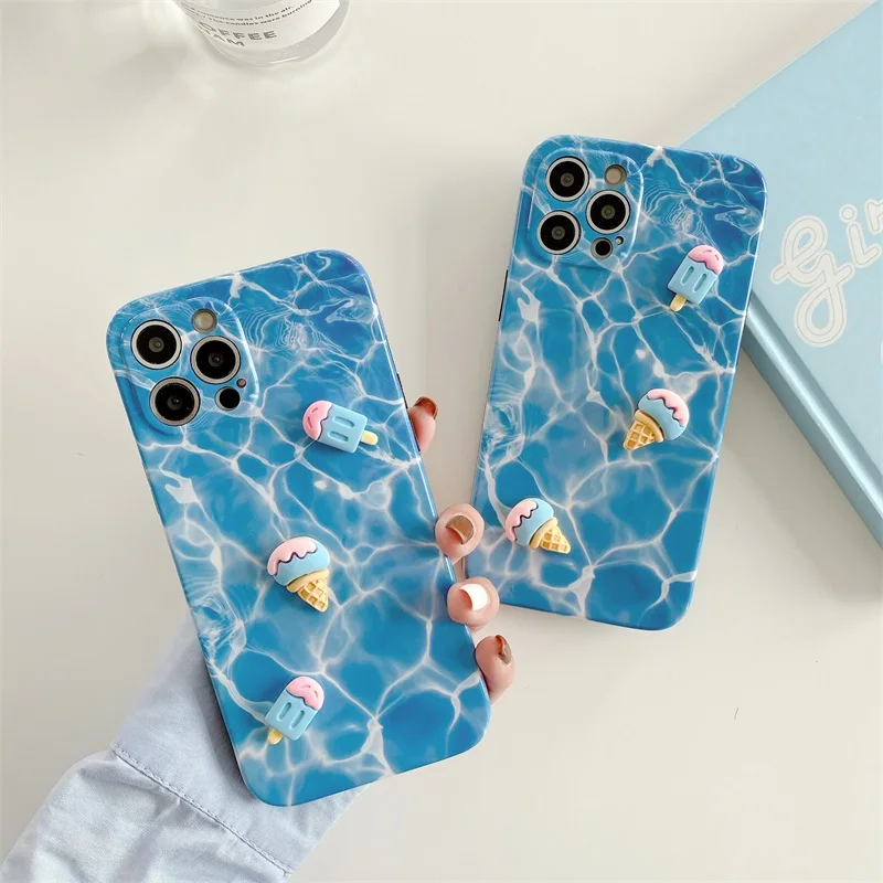 

shockproof abstract ice cream wave pattern cellphone cover imd soft tpu phone case for iphone 7 8 x 11 12 pro max, 6 colors