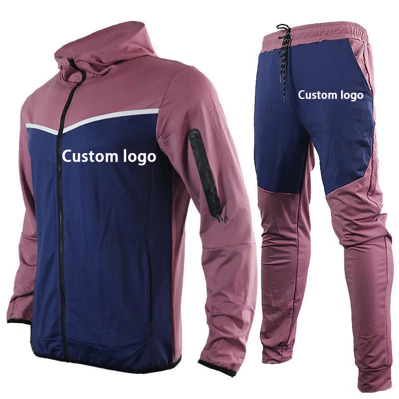 

Autumn Sports Suit Men's Jogging Set Hoodie Plus Size Hooded Patchwork Casual Cargo Tracksuit Men