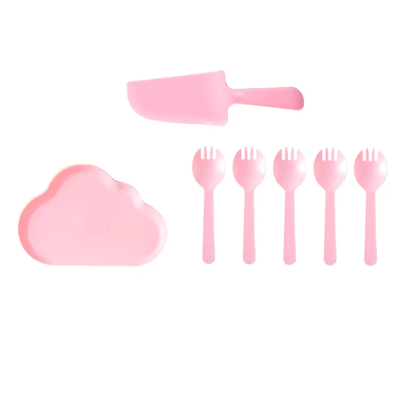 

Plastic Disposable Pink Set Children Cutlery Set Kids Birthday Party Decoration Tableware, 3 colors