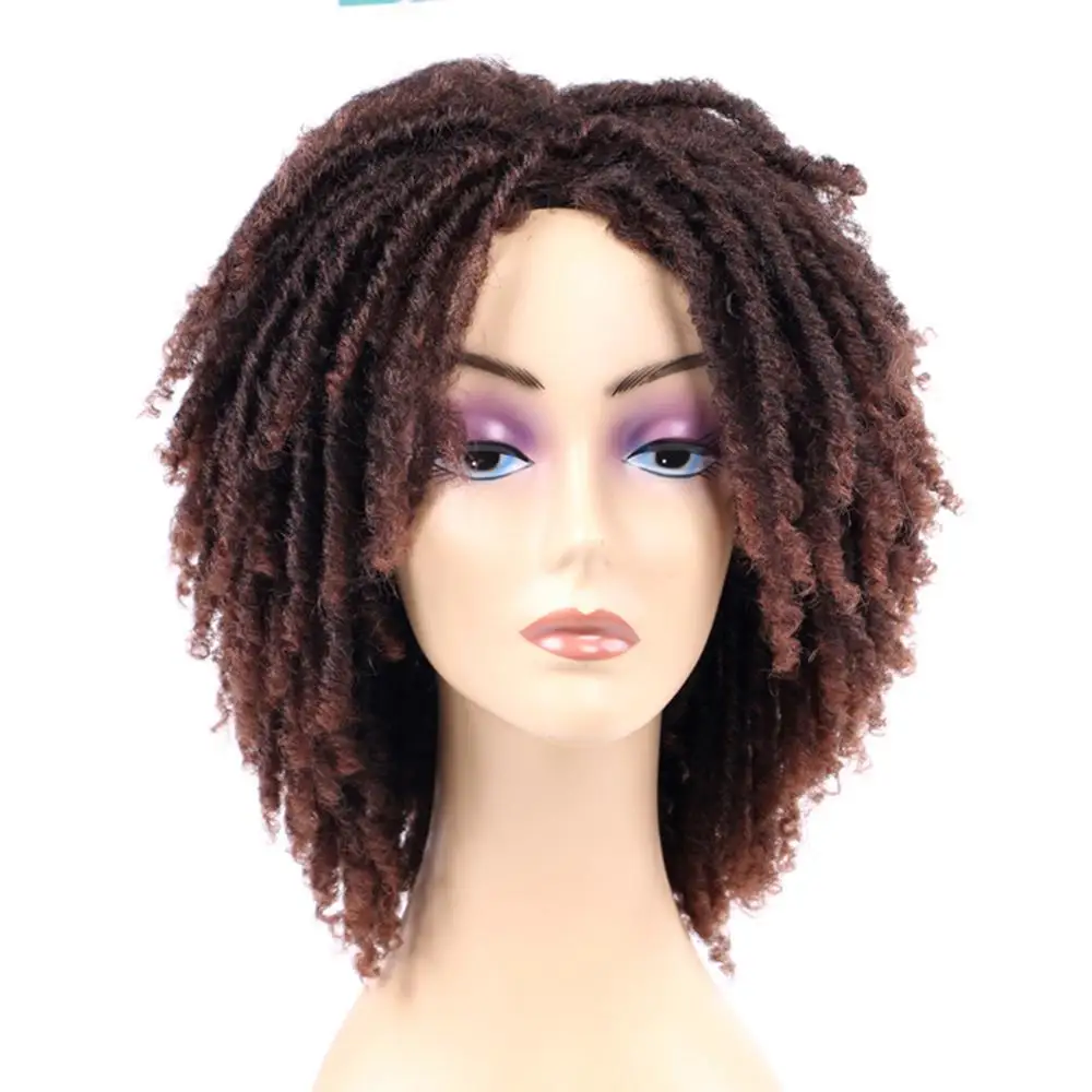 

African Short Synthetic Dreadlock Wigs Afro Curly Twist Wigs Braiding Synthetic Wig Bob Braids Wig Twist Synthetic Braid Wig